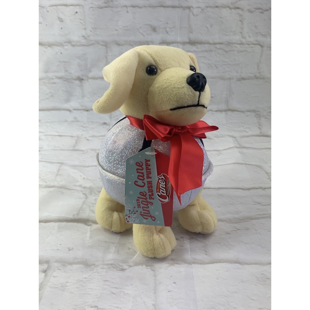 Raising Canes 2019 Jingle Cane Bell Christmas Dog 7.5" Plush Stuffed Animal Toy
